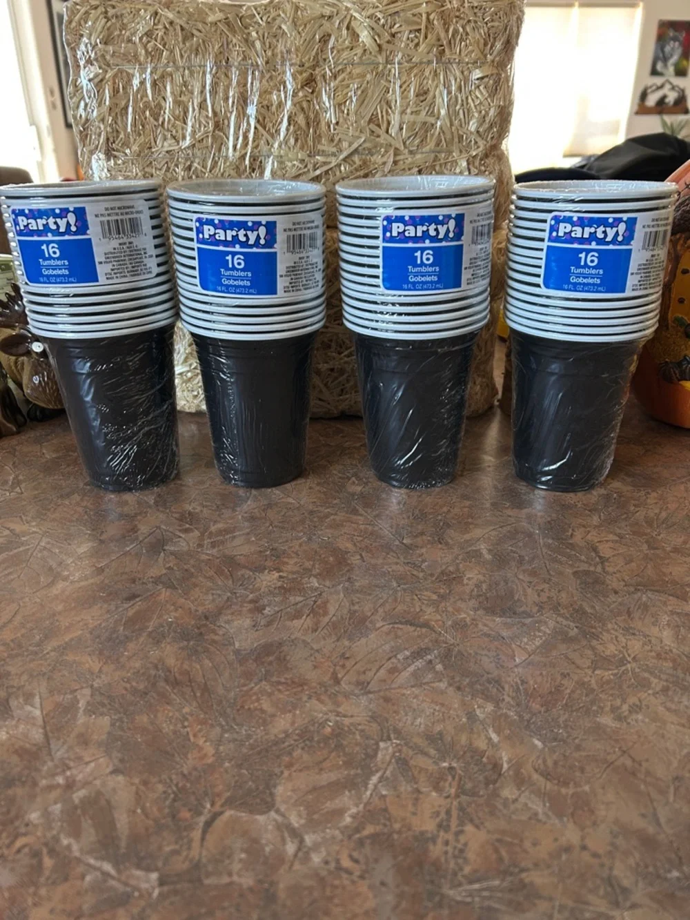 Party! Four Pack of Black and White Solo Cups 16 ounce Tumblers